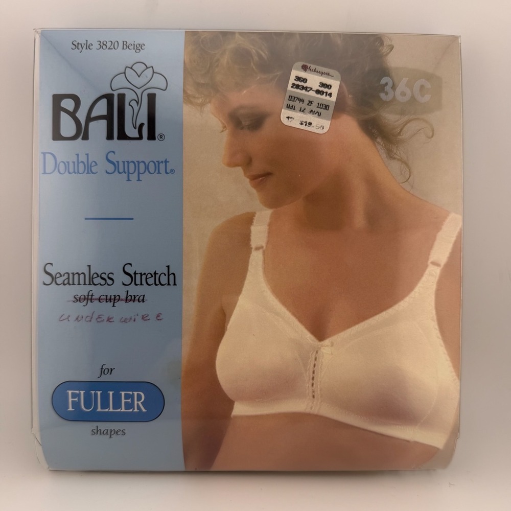 Bali Double Support Bra 36C Beige New Vintage 3820 Seamless Soft Cup Wire Free